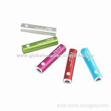 Lipstick-shaped Mobile Phone Power Bank with 2,600mAh Capacity, Aluminum Housing